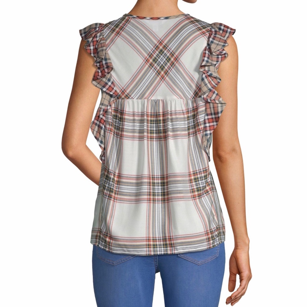 New Time and Tru Women's Ruffle Sleeve Tank Top - Picture 5 of 8